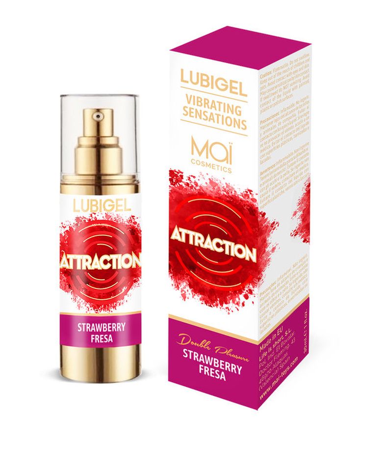 LUBIGEL ������ �������� ���� � �������� �������� �������� INTIMATE GEL  WITH LIQUID VIBRATOR EFFECT MAI ATTRACTION STRAWBERRY 30 ML