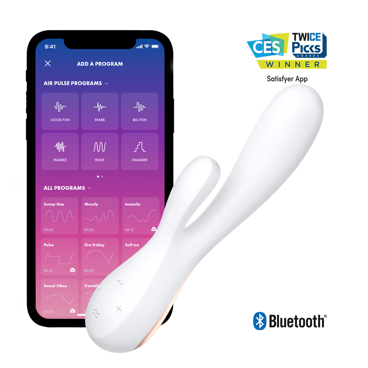 Mono Flex Вибромассажер-кролик с возможностью управления через приложение белый Mono Flex Вибромассажер-кролик с возможностью управления через приложение белый